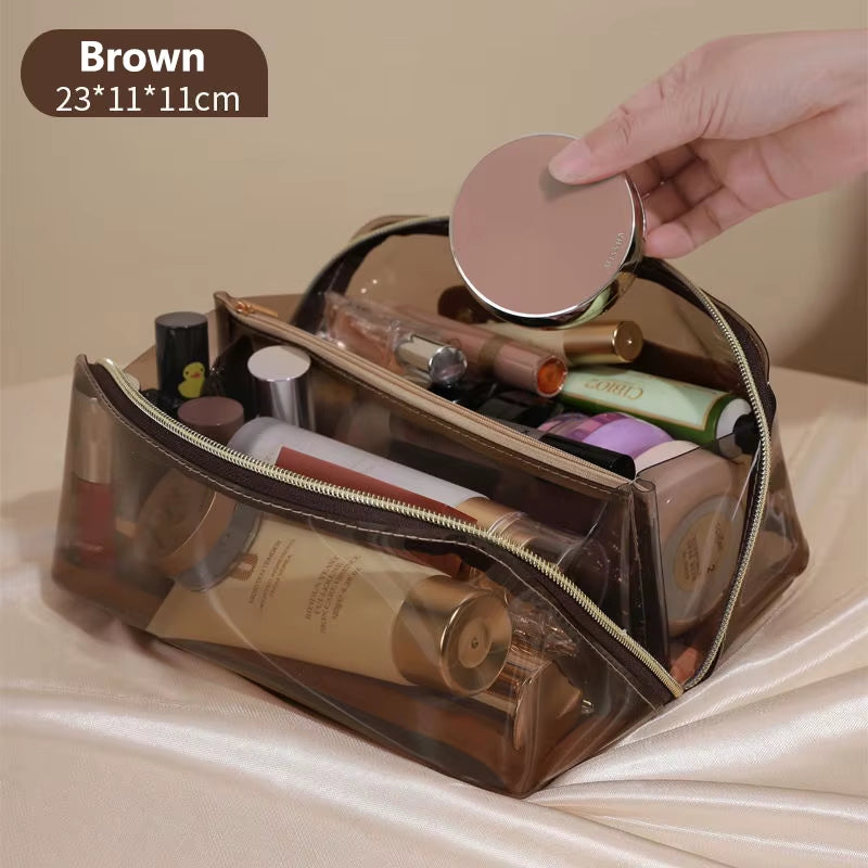 Clear Women Makeup Bag Large Capacity Pillow Travel Organizer Toiletry Storage Washbag Portable Ladies Cosmetic Zipper Bags