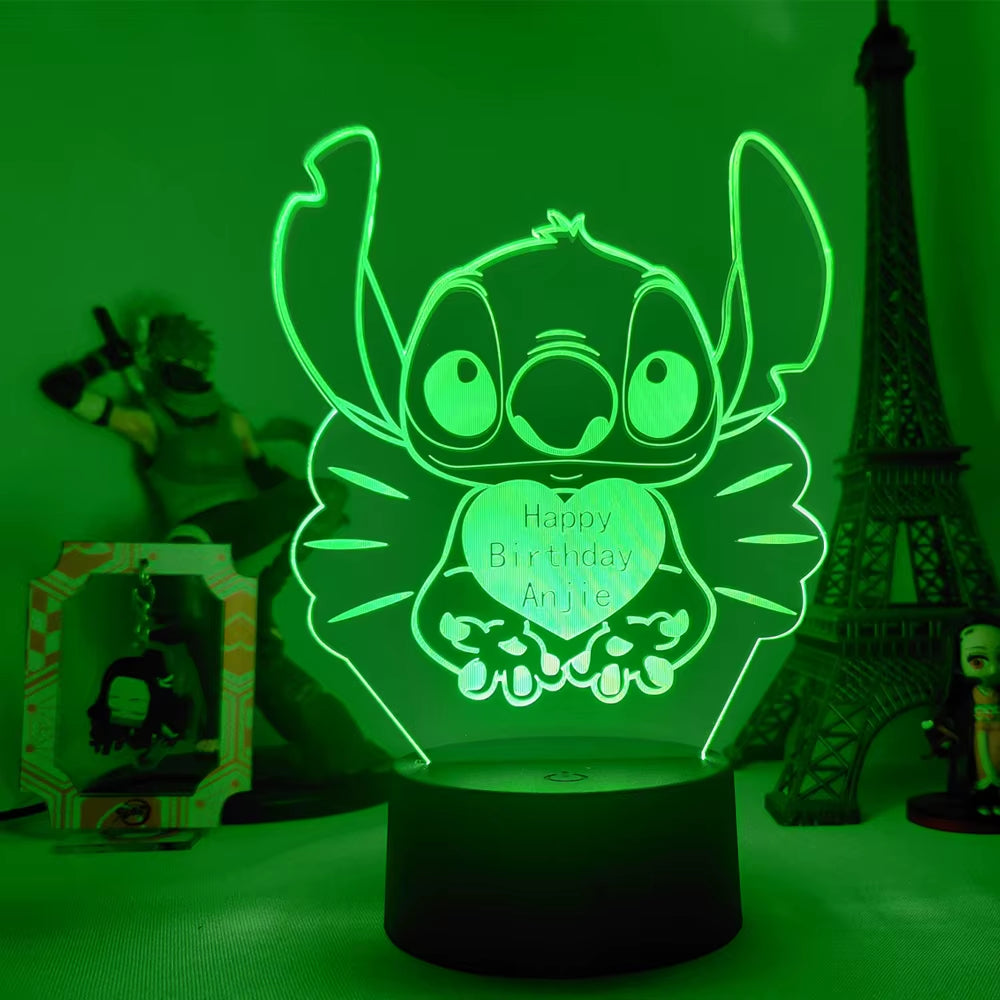 Lilo & Stitch Cartoon 7/16 Colors Creative 3D Lamp Anime Figure LED Night Lamp Touch Table Lamp Ornaments Kids Toys Gifts