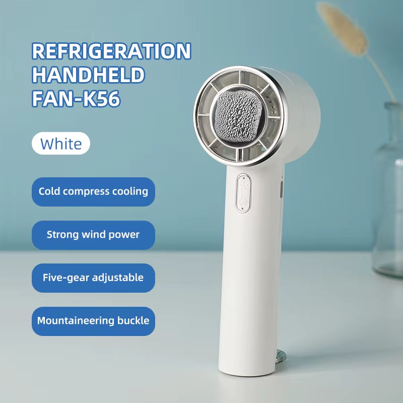 New Handheld Portable Fan 100 Wind Speeds Adjustable Refrigeration Mini Turbo Fan Long-Lasting High Speed Cold Compress Fan