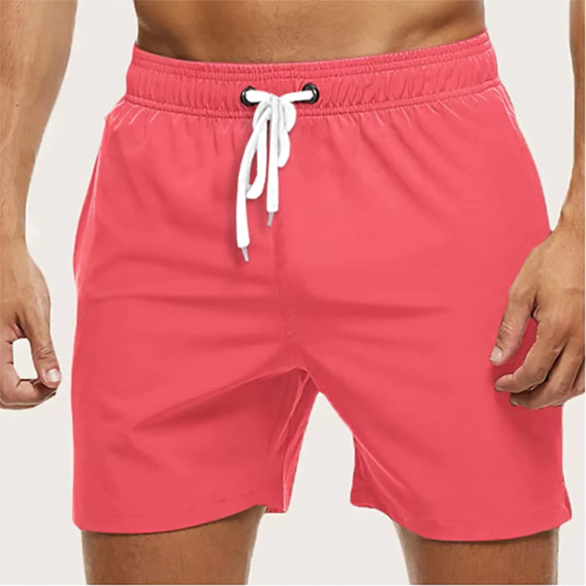 Men'S Swimming Shorts Quick Dry Drawstring Elastic Waist Design Surfing Water Sports Beach Swimming Shorts Summer