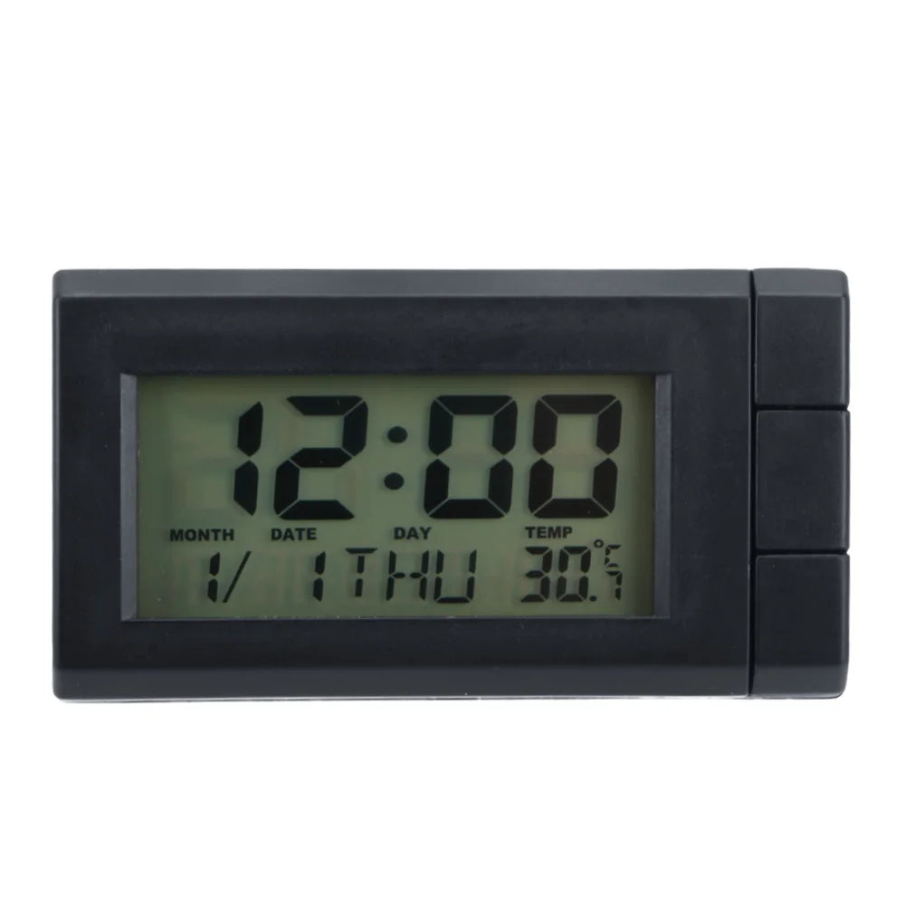 Temperature Display Electronic Clock Self-Adhesive Car LCD Digital Display Clock Car Ornaments Auto Watch Thermometer