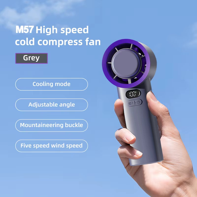 New Handheld Portable Fan 100 Wind Speeds Adjustable Refrigeration Mini Turbo Fan Long-Lasting High Speed Cold Compress Fan