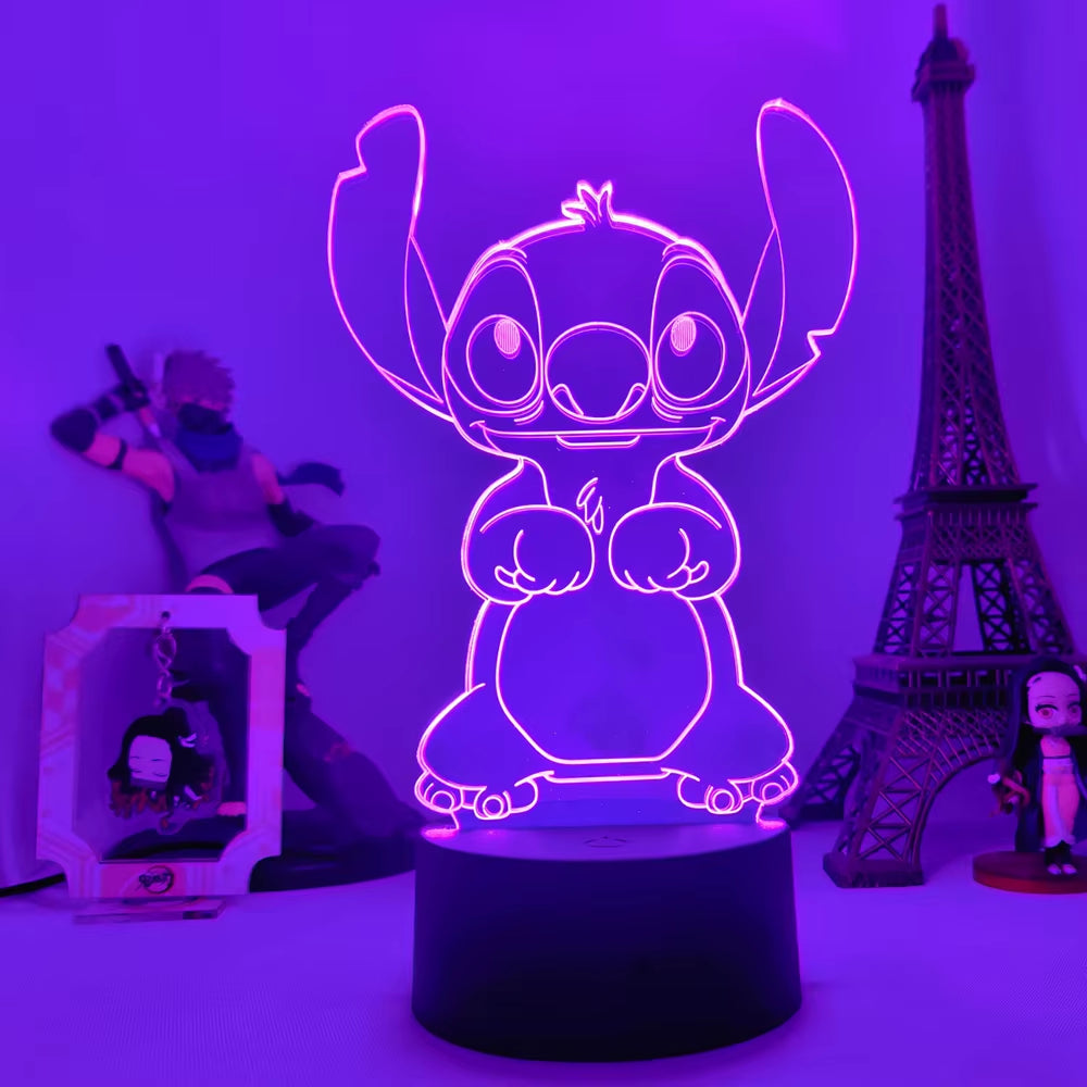 Lilo & Stitch Cartoon 7/16 Colors Creative 3D Lamp Anime Figure LED Night Lamp Touch Table Lamp Ornaments Kids Toys Gifts