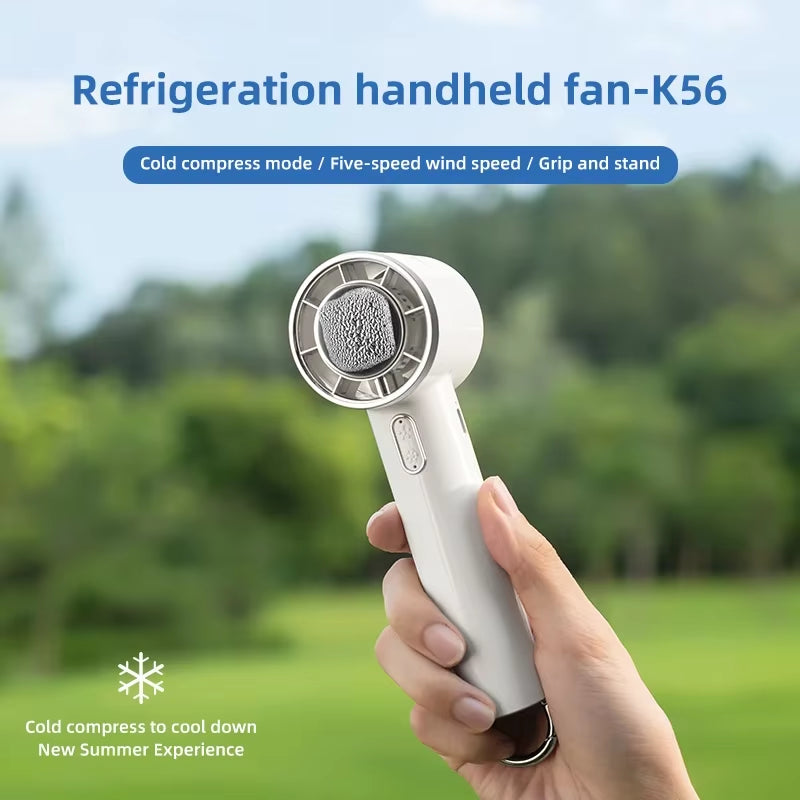 New Handheld Portable Fan 100 Wind Speeds Adjustable Refrigeration Mini Turbo Fan Long-Lasting High Speed Cold Compress Fan