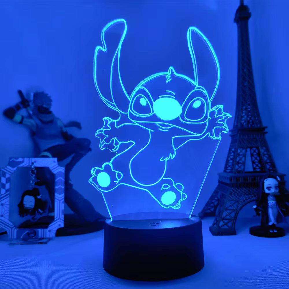 Lilo & Stitch Cartoon 7/16 Colors Creative 3D Lamp Anime Figure LED Night Lamp Touch Table Lamp Ornaments Kids Toys Gifts