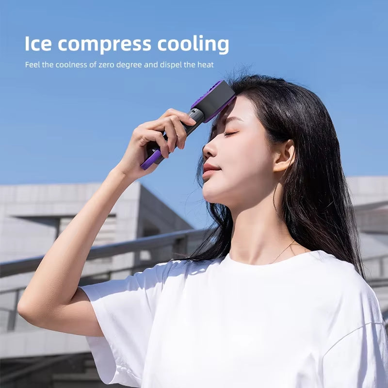 New Handheld Portable Fan 100 Wind Speeds Adjustable Refrigeration Mini Turbo Fan Long-Lasting High Speed Cold Compress Fan