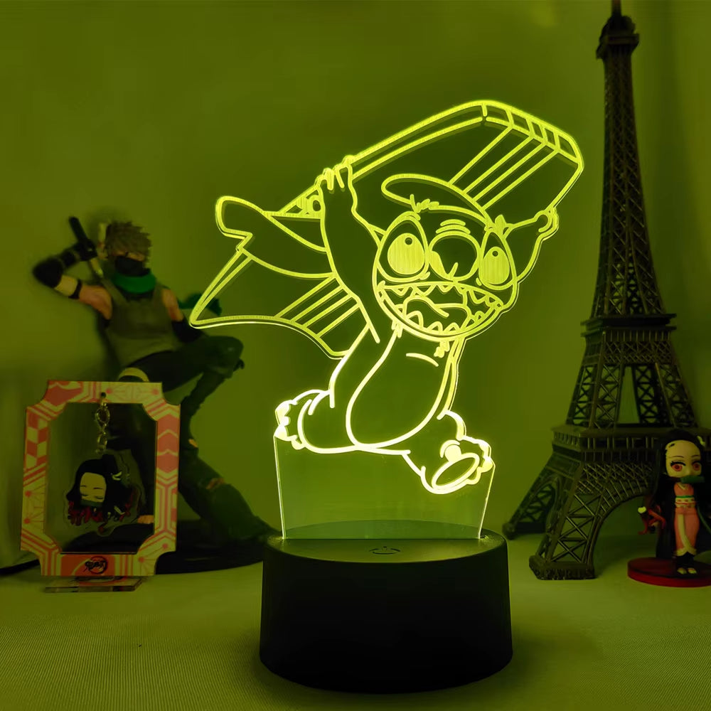 Lilo & Stitch Cartoon 7/16 Colors Creative 3D Lamp Anime Figure LED Night Lamp Touch Table Lamp Ornaments Kids Toys Gifts