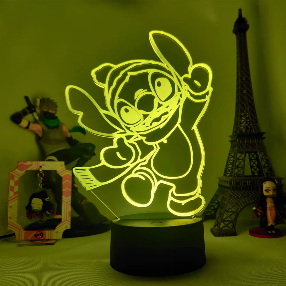 Lilo & Stitch Cartoon 7/16 Colors Creative 3D Lamp Anime Figure LED Night Lamp Touch Table Lamp Ornaments Kids Toys Gifts