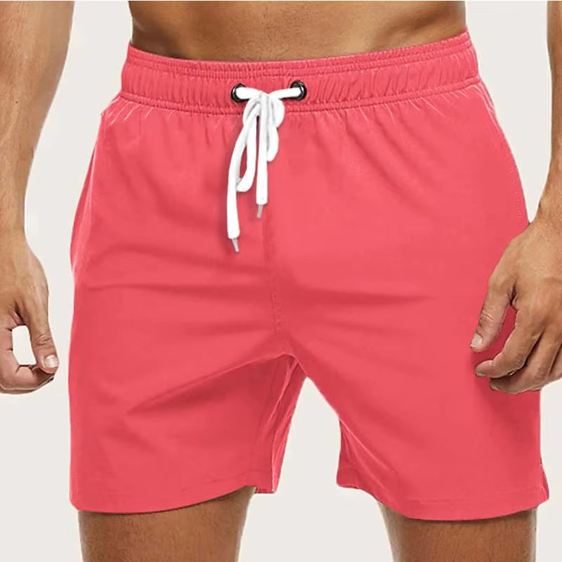 Men'S Swimming Shorts Quick Dry Drawstring Elastic Waist Design Surfing Water Sports Beach Swimming Shorts Summer