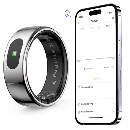 Smart Ring R08 Health and Sleep Monitor 5ATM Waterproof Sports Fitness Tracker with Charging Case for Xiaomi Samsung Phone
