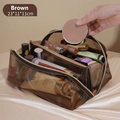 Clear Women Makeup Bag Large Capacity Pillow Travel Organizer Toiletry Storage Washbag Portable Ladies Cosmetic Zipper Bags
