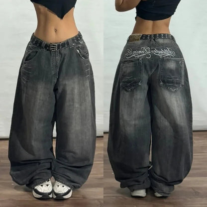 Streetwear New Fashion Oversized Print Baggy Jeans Y2K Harajuku Hip-Hop Vintage Pop Gothic High Waist Wide-Leg Pants Trousers