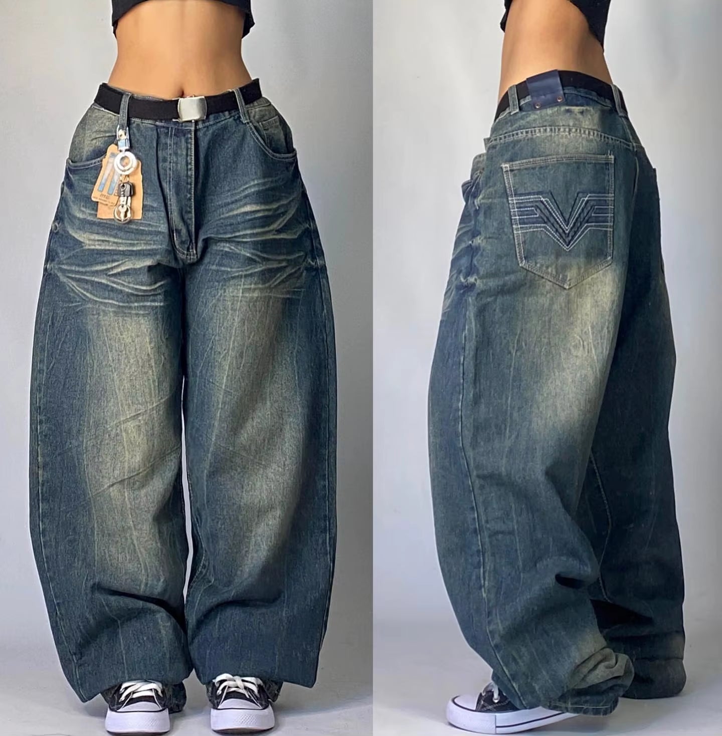 Streetwear New Fashion Oversized Print Baggy Jeans Y2K Harajuku Hip-Hop Vintage Pop Gothic High Waist Wide-Leg Pants Trousers