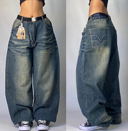 Streetwear New Fashion Oversized Print Baggy Jeans Y2K Harajuku Hip-Hop Vintage Pop Gothic High Waist Wide-Leg Pants Trousers