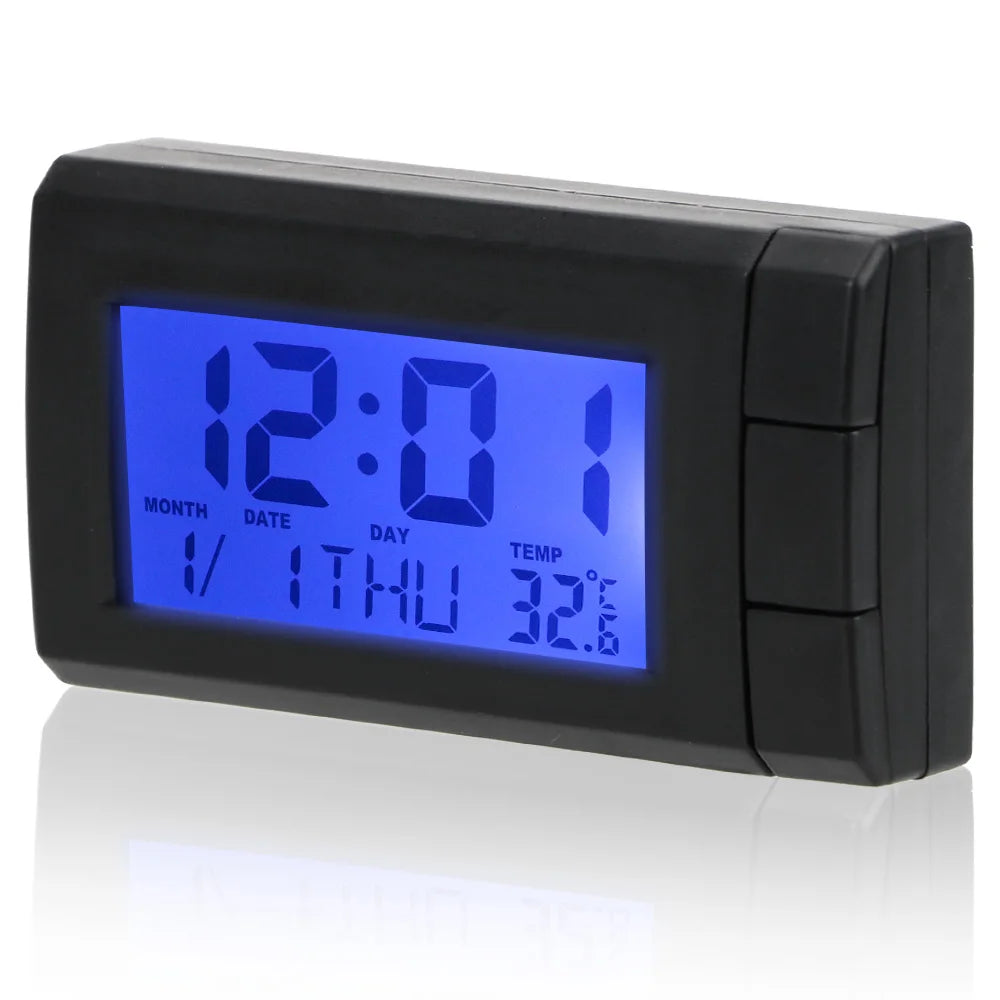 Temperature Display Electronic Clock Self-Adhesive Car LCD Digital Display Clock Car Ornaments Auto Watch Thermometer
