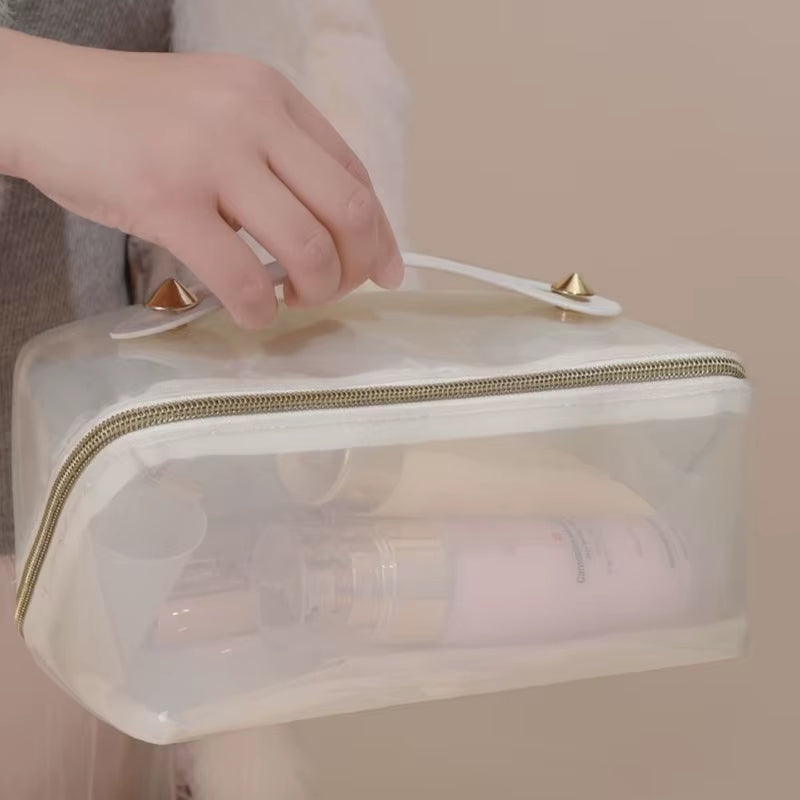 Clear Women Makeup Bag Large Capacity Pillow Travel Organizer Toiletry Storage Washbag Portable Ladies Cosmetic Zipper Bags