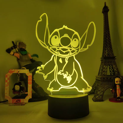 Lilo & Stitch Cartoon 7/16 Colors Creative 3D Lamp Anime Figure LED Night Lamp Touch Table Lamp Ornaments Kids Toys Gifts