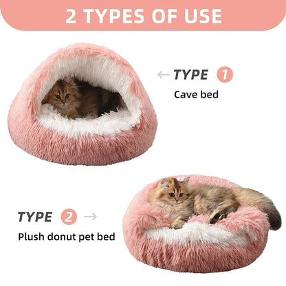 2 in 1 Soft Plush Pet Bed 50CM with Cover round Cat Bed Pet Puppy Mattress Warm Cat Dog Sleeping Nest Cave for Small Dogs Mats