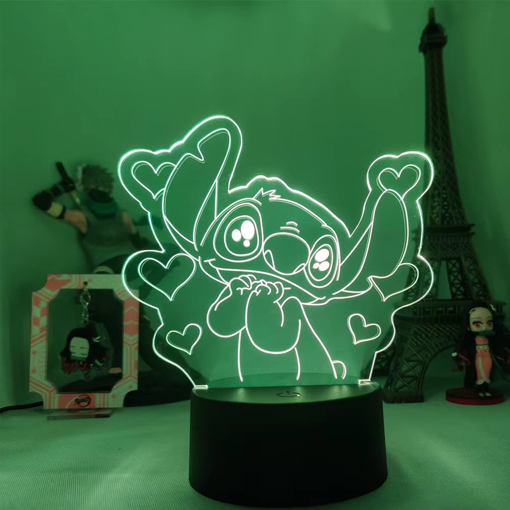 Lilo & Stitch Cartoon 7/16 Colors Creative 3D Lamp Anime Figure LED Night Lamp Touch Table Lamp Ornaments Kids Toys Gifts