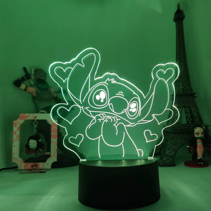 Lilo & Stitch Cartoon 7/16 Colors Creative 3D Lamp Anime Figure LED Night Lamp Touch Table Lamp Ornaments Kids Toys Gifts