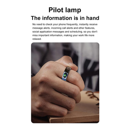 Smart Ring R08 Womens Men Electronic Smartring 5ATM Waterproof Blood Oxygen Pressure Health Monitor with Charging Case for Phone