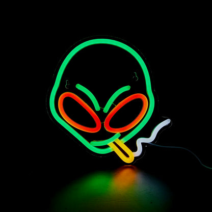 Chi-Buy LED Neon Alien Smoking Neon Signs Night Light 3D Wall Art & Game Room Bedroom Living Room Decor Lamp Signs