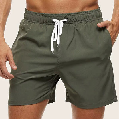Men'S Swimming Shorts Quick Dry Drawstring Elastic Waist Design Surfing Water Sports Beach Swimming Shorts Summer