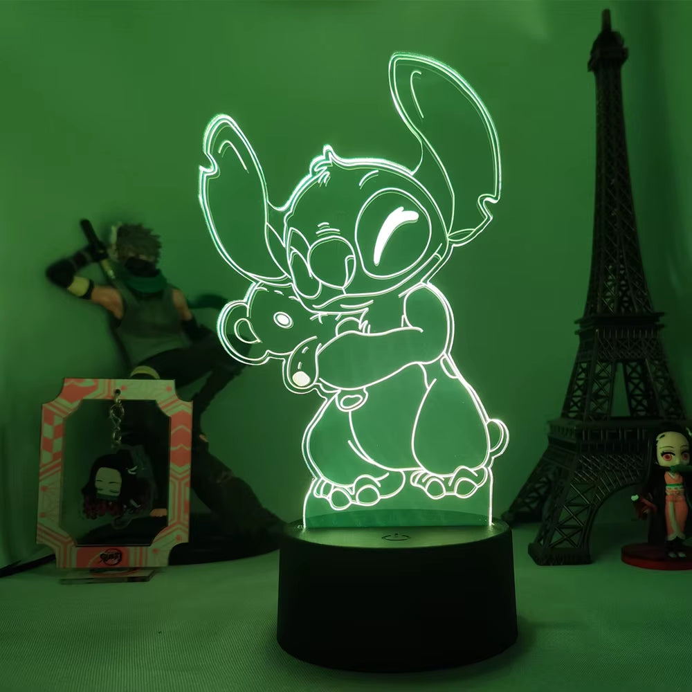 Lilo & Stitch Cartoon 7/16 Colors Creative 3D Lamp Anime Figure LED Night Lamp Touch Table Lamp Ornaments Kids Toys Gifts