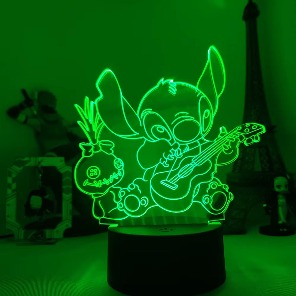 Lilo & Stitch Cartoon 7/16 Colors Creative 3D Lamp Anime Figure LED Night Lamp Touch Table Lamp Ornaments Kids Toys Gifts