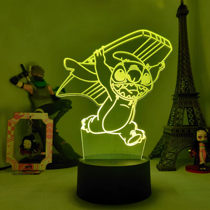 Lilo & Stitch Cartoon 7/16 Colors Creative 3D Lamp Anime Figure LED Night Lamp Touch Table Lamp Ornaments Kids Toys Gifts