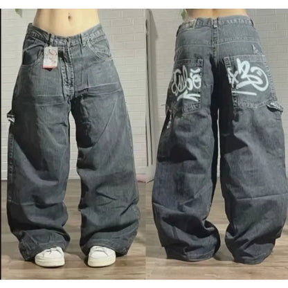 Streetwear New Fashion Oversized Print Baggy Jeans Y2K Harajuku Hip-Hop Vintage Pop Gothic High Waist Wide-Leg Pants Trousers