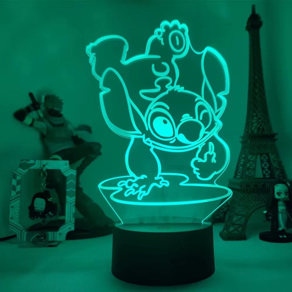 Lilo & Stitch Cartoon 7/16 Colors Creative 3D Lamp Anime Figure LED Night Lamp Touch Table Lamp Ornaments Kids Toys Gifts