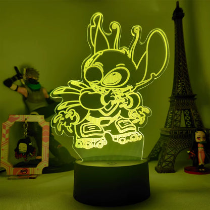 Lilo & Stitch Cartoon 7/16 Colors Creative 3D Lamp Anime Figure LED Night Lamp Touch Table Lamp Ornaments Kids Toys Gifts