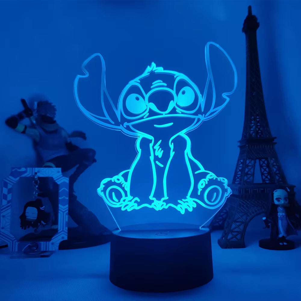 Lilo & Stitch Cartoon 7/16 Colors Creative 3D Lamp Anime Figure LED Night Lamp Touch Table Lamp Ornaments Kids Toys Gifts