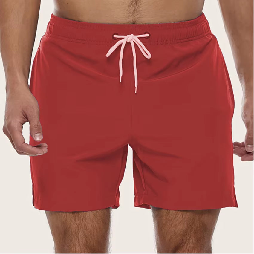 Men'S Swimming Shorts Quick Dry Drawstring Elastic Waist Design Surfing Water Sports Beach Swimming Shorts Summer