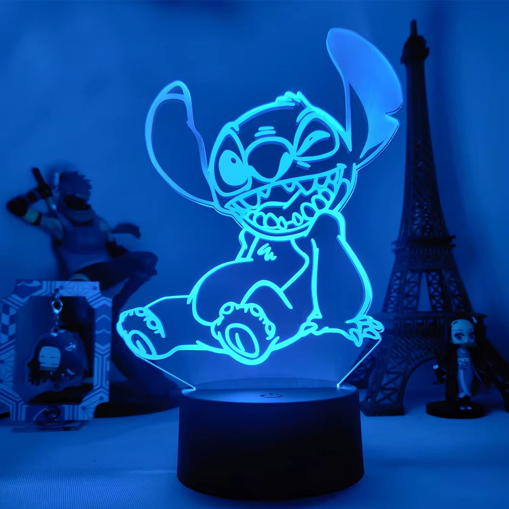 Lilo & Stitch Cartoon 7/16 Colors Creative 3D Lamp Anime Figure LED Night Lamp Touch Table Lamp Ornaments Kids Toys Gifts