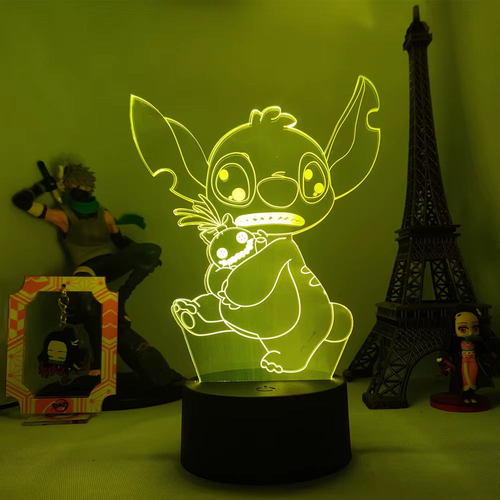 Lilo & Stitch Cartoon 7/16 Colors Creative 3D Lamp Anime Figure LED Night Lamp Touch Table Lamp Ornaments Kids Toys Gifts
