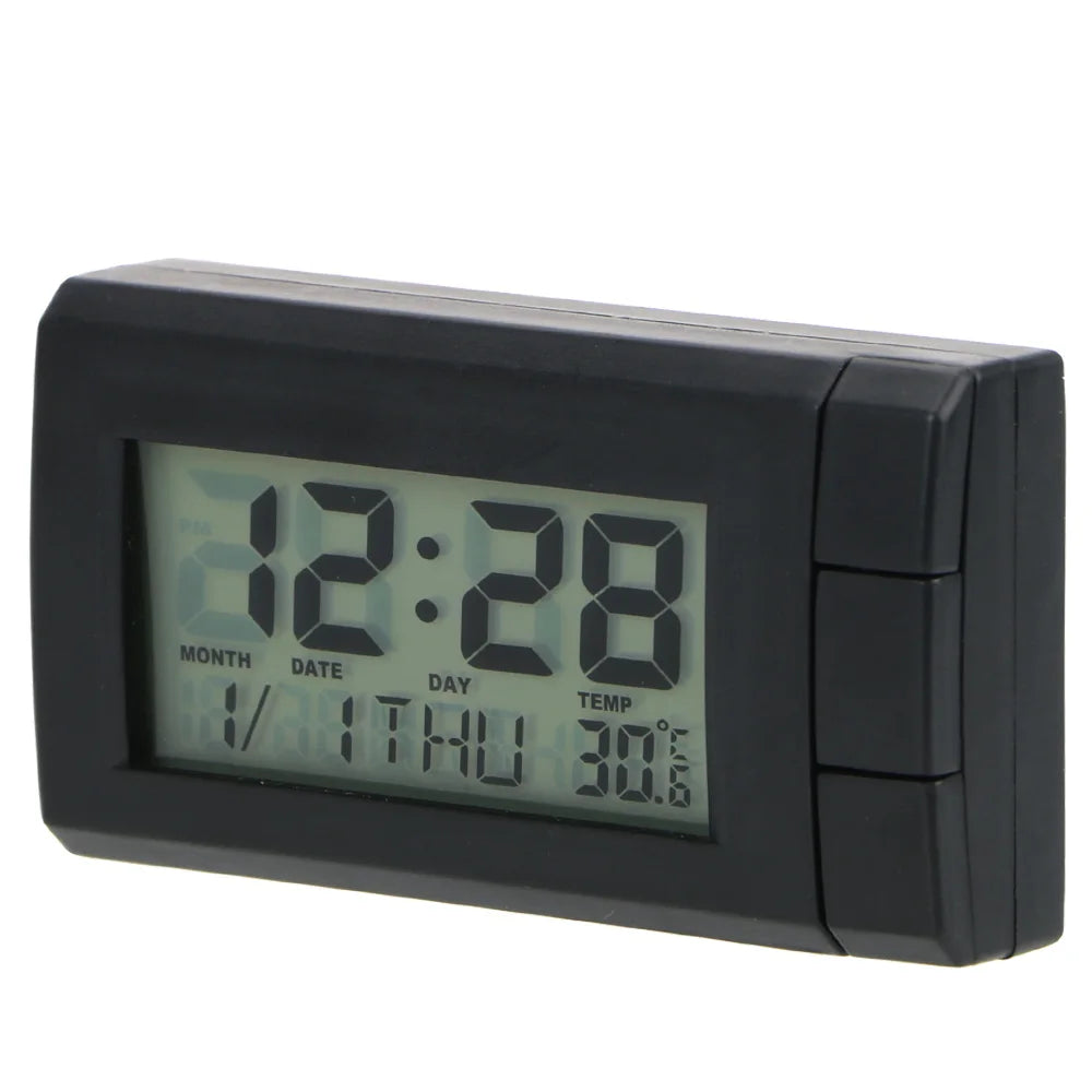 Temperature Display Electronic Clock Self-Adhesive Car LCD Digital Display Clock Car Ornaments Auto Watch Thermometer