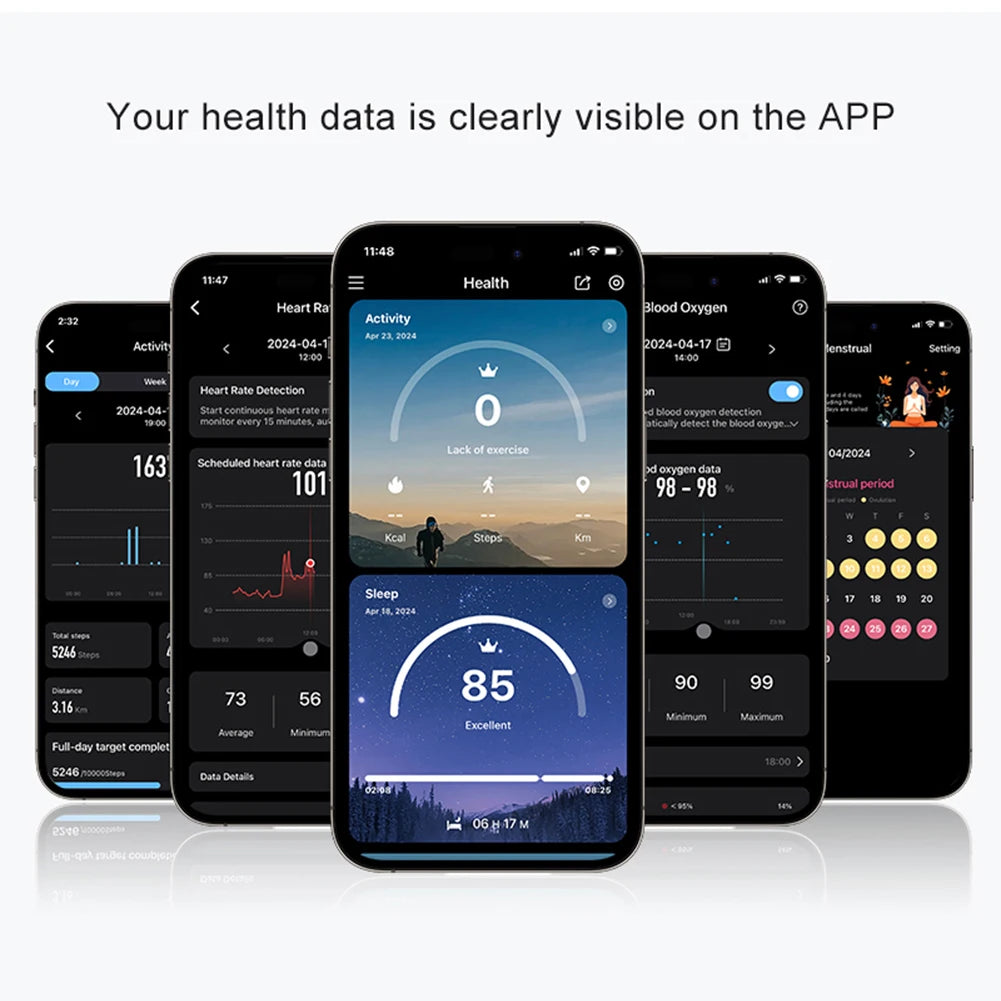 Smart Ring R08 Womens Men Electronic Smartring 5ATM Waterproof Blood Oxygen Pressure Health Monitor with Charging Case for Phone