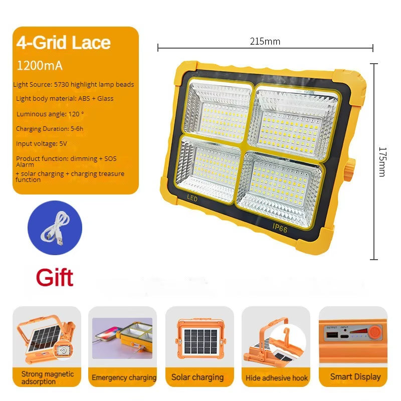 20000Mah Portable Solar Lantern LED Tent Light Rechargeable Lantern Emergency Night Market Light Outdoor Camping Bulb Lamp