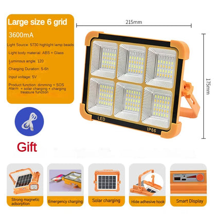 20000Mah Portable Solar Lantern LED Tent Light Rechargeable Lantern Emergency Night Market Light Outdoor Camping Bulb Lamp