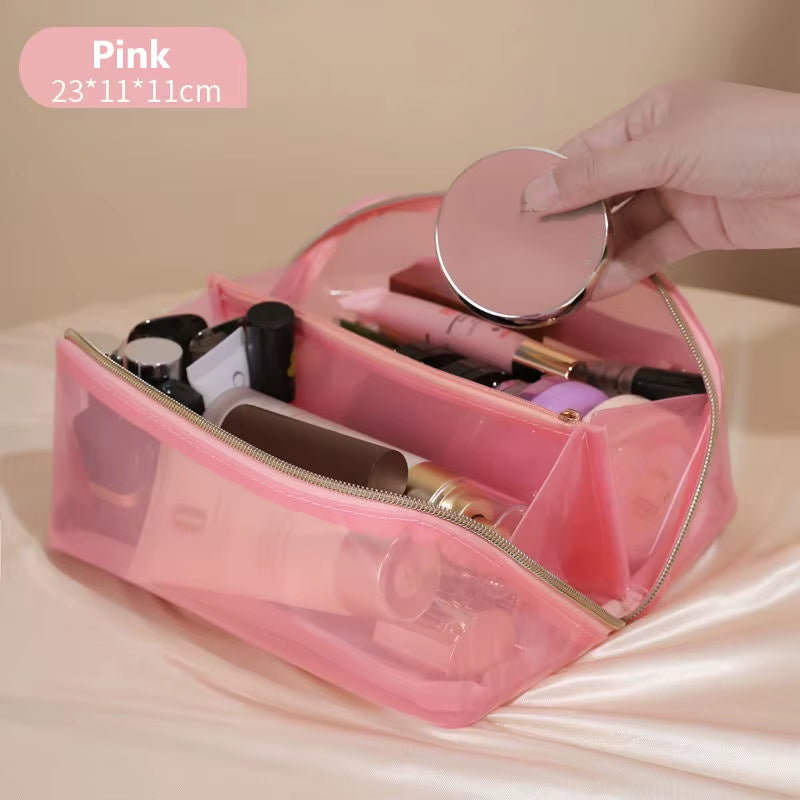 Clear Women Makeup Bag Large Capacity Pillow Travel Organizer Toiletry Storage Washbag Portable Ladies Cosmetic Zipper Bags