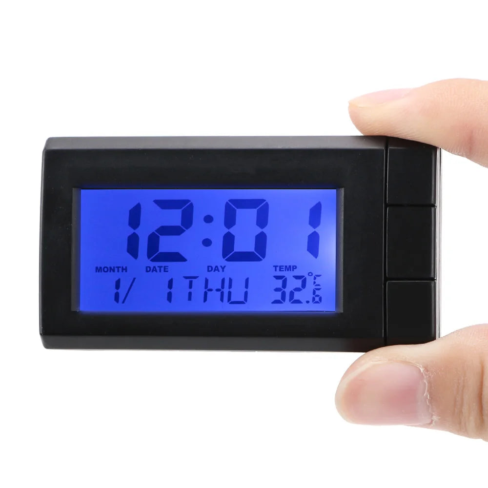 Temperature Display Electronic Clock Self-Adhesive Car LCD Digital Display Clock Car Ornaments Auto Watch Thermometer